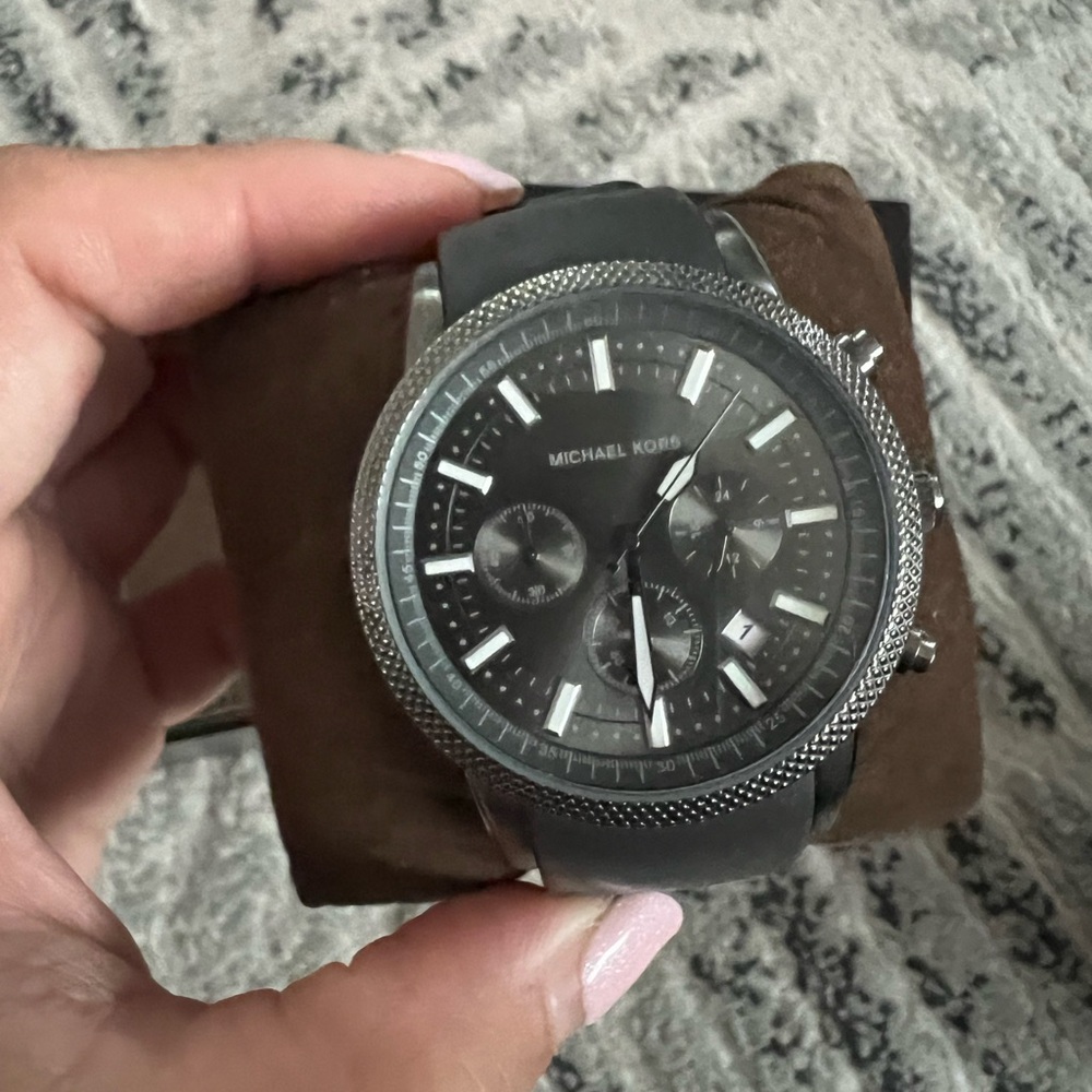 Michael Kors Black and Silver Chronograph Watch